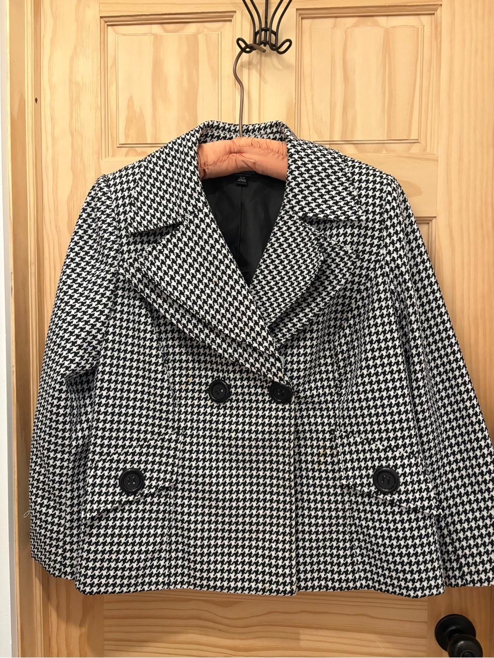 Abella Black & White Houndstooth Peacoat